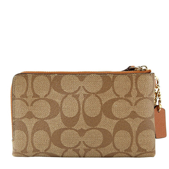 美国coach 蔻驰 双拉链钱包c标棕色