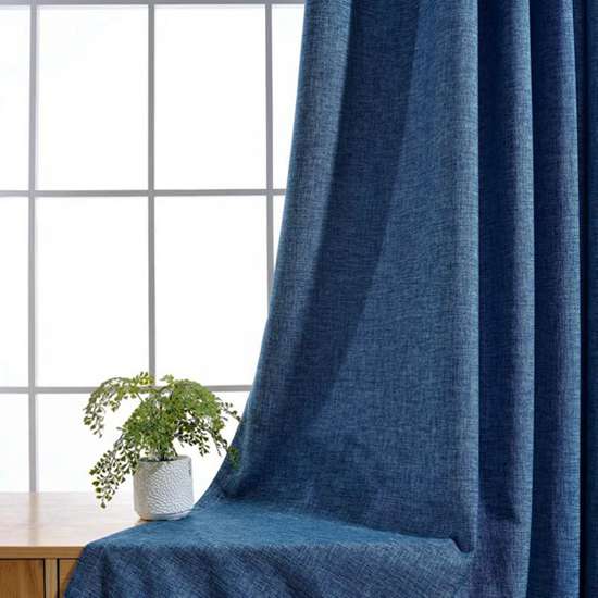 天绚 花捻麻藏蓝半遮光挂钩款窗帘3*2.7*1片