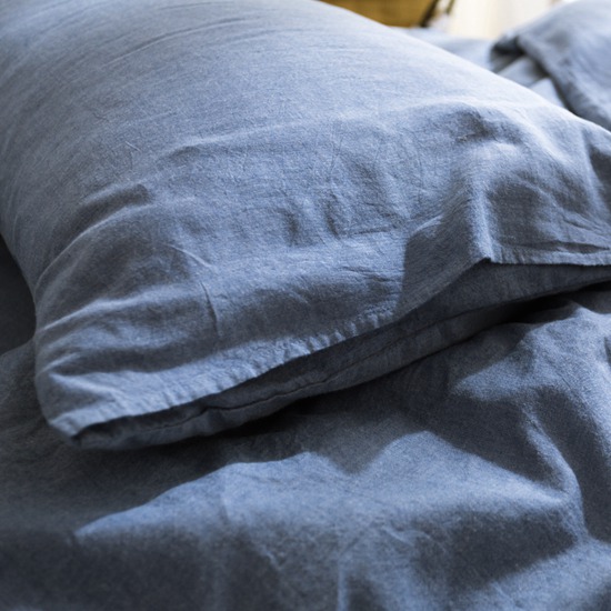 莱薇水洗蓝全棉水洗棉色织床单款四件套6尺床