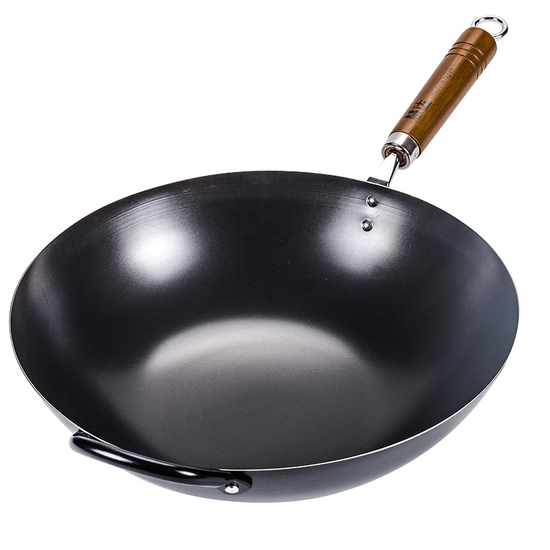 慧达进口33cm精铁圆底锅带耳